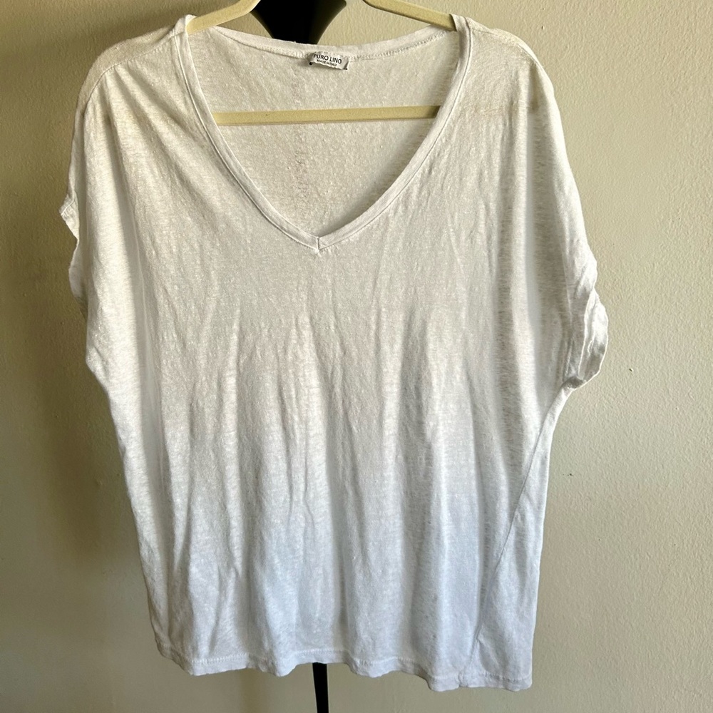 Made in Italy V-Neck Short Sleeve Tee - White